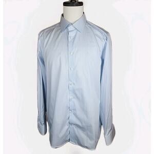 Eton Contemporary Fit Long Sleeve Button Up Dress Shirt Blue White Size 17.5/44